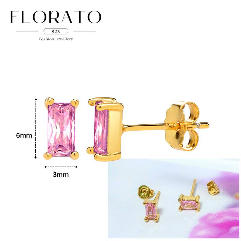 Luxurious Geometry 925 Silver Ear Needle Pink Series Zircon Pendant Hoop Earrings Sweet Fashion Wedding Jewelry Gifts