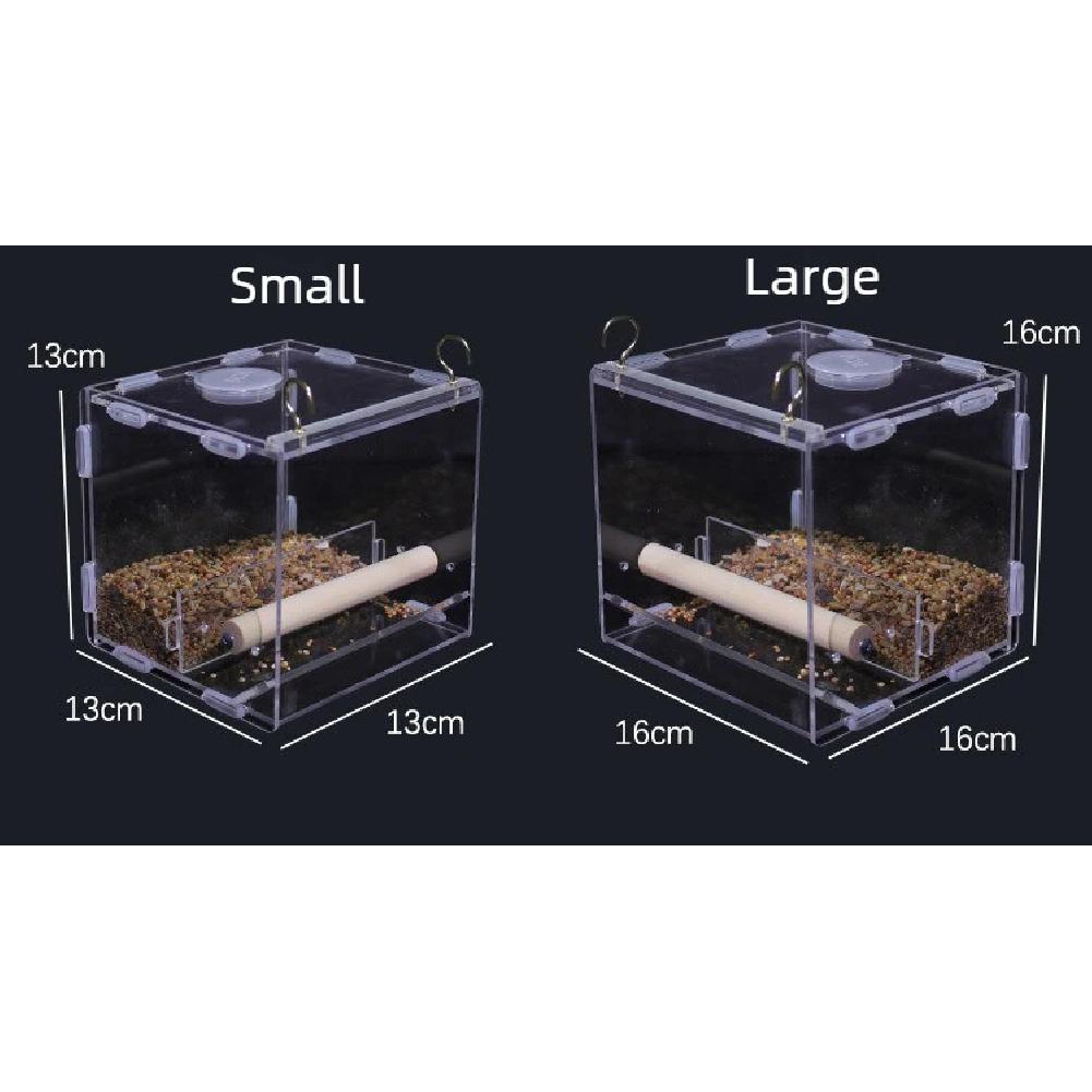 Hanging Parrot Cage Feeder Acrylic Splash-Proof Pet Bird Feeding Box Transparent Parrot Food Box Bird Cages Feeder Container
