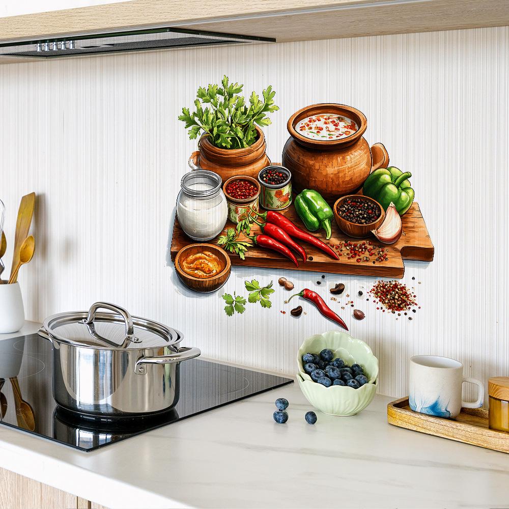 Painted Fruit and Vegetable Cutting Board Kitchen Restaurant Home Wall Beautification Decoration Wall Stickers