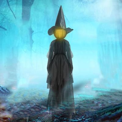 Halloween LED Scream Witch Decor with Voice Control Light Up Screaming Witch Decor Scary Witch Stake Decor for Garden Lawn Porch