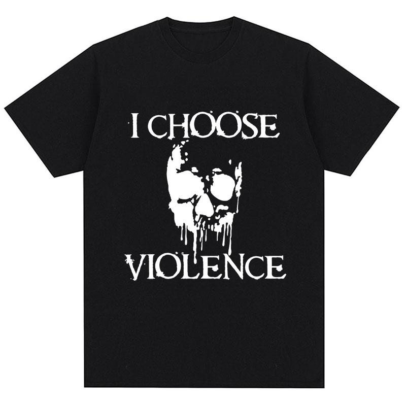 I Choose Violence T Shirt Funny Duck Humor Slogan Print Short Sleeve Tshirts Men Women Cotton Loose Oversized Tshirt Cotton