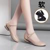 Popular single shoes women's 2025 spring new shallow mouth flat bottom low heel round head small leather shoes soft leather soft sole work shoes women
