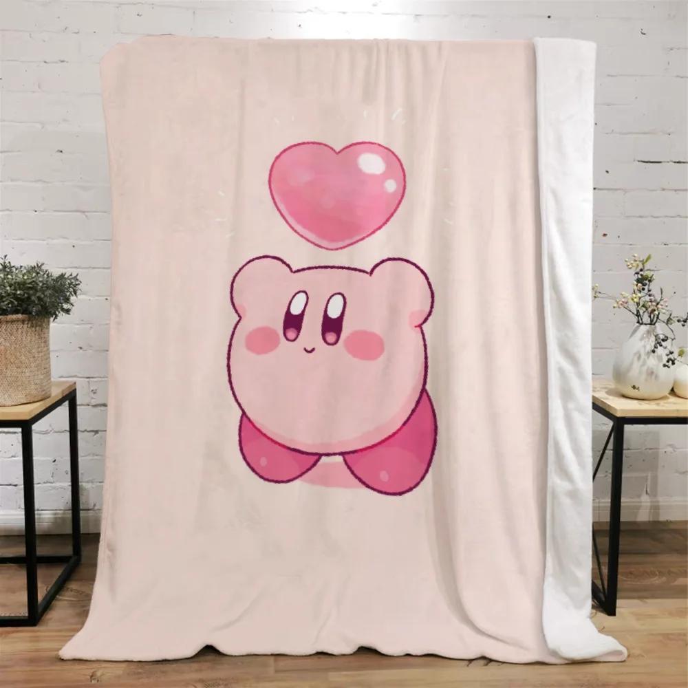 Kawaii Cartoon Kirbys Designer Throw Blanket Fluffy Custom Blankets Characters Home and Decoration Luxury Bedding Knitted Plaid