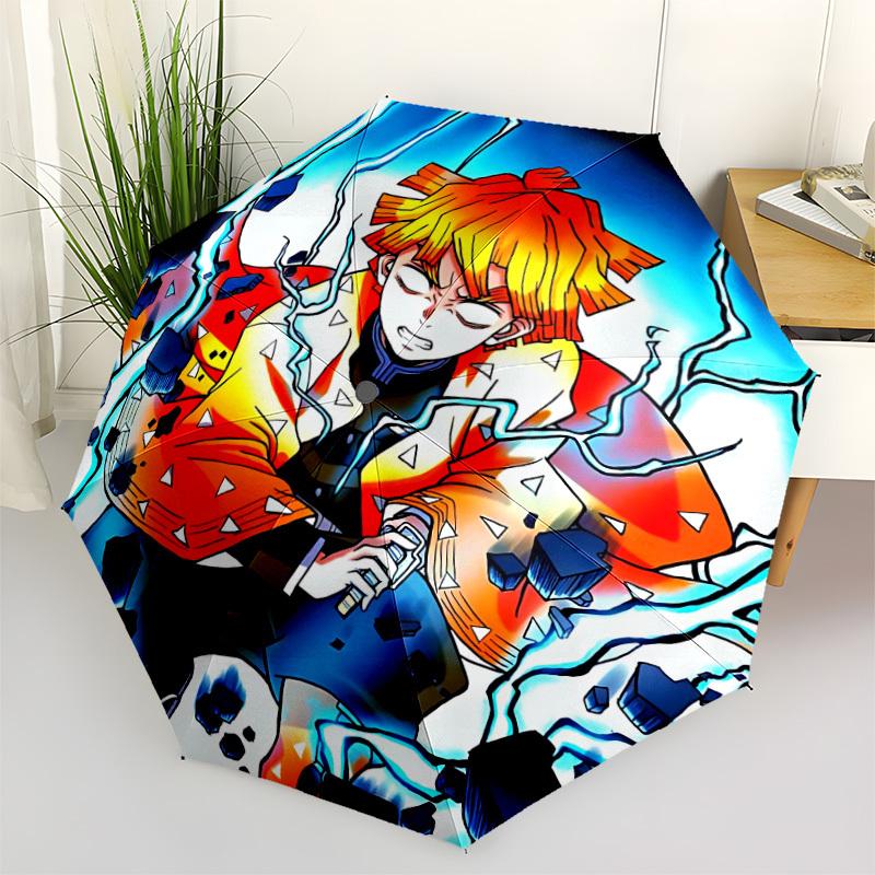 1pc Demon Slayer Automatic Folding Umbrella, Automatic Folding Umbrella with 8 Ribs, Convenient for Outdoor Use 087