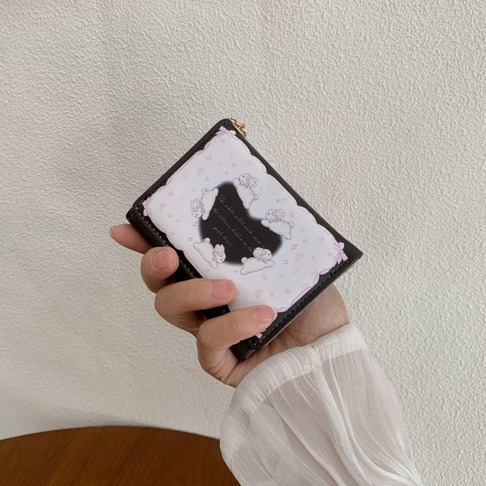 

Hot Sale New Mini Small Wallet Women s Short Cute Love Small Hairball Wallet Student Personalized Zero Pack чорний