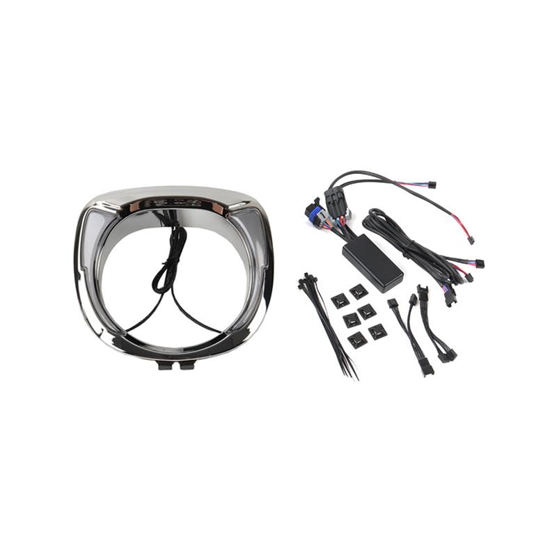 

For Indian Chieftain Dark Horse/Elite/Chieftain Classic/Limited LED Motorcycle Headlight Bezel Amber Lamp Silver