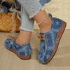 Lace-up Denim Low-top Shoes 2025 Fall New Plus Size Canvas Sports Shoes for Women