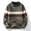 Stylish Men's Faux Two-Piece Sweater with Shirt Collar, Velvet Lining, and Knitted Wool for Autumn and Winter Warmth