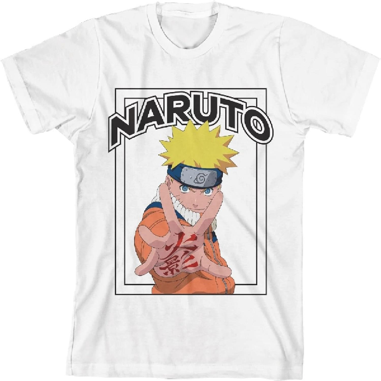 Naruto Uzumaki s Will Of Fire Double Border Kids White T-Shirt S