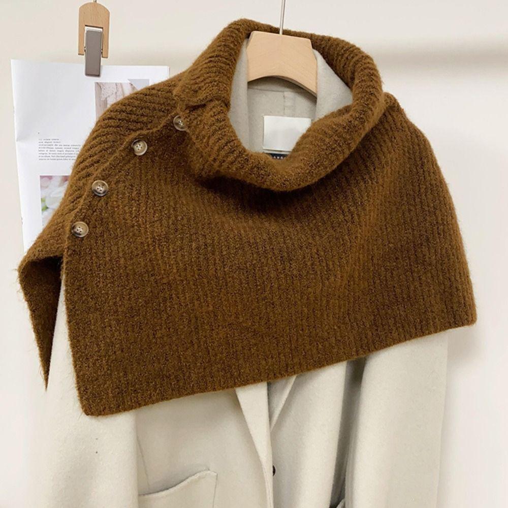 Warm Knitted Shawl Thicken Scarves Knitwear Simple High Neck Scarf Women