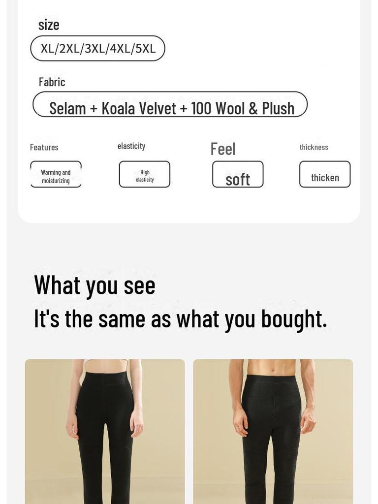 Women's Extra Thick High Waist Wool Winter Pants with Knee Pads