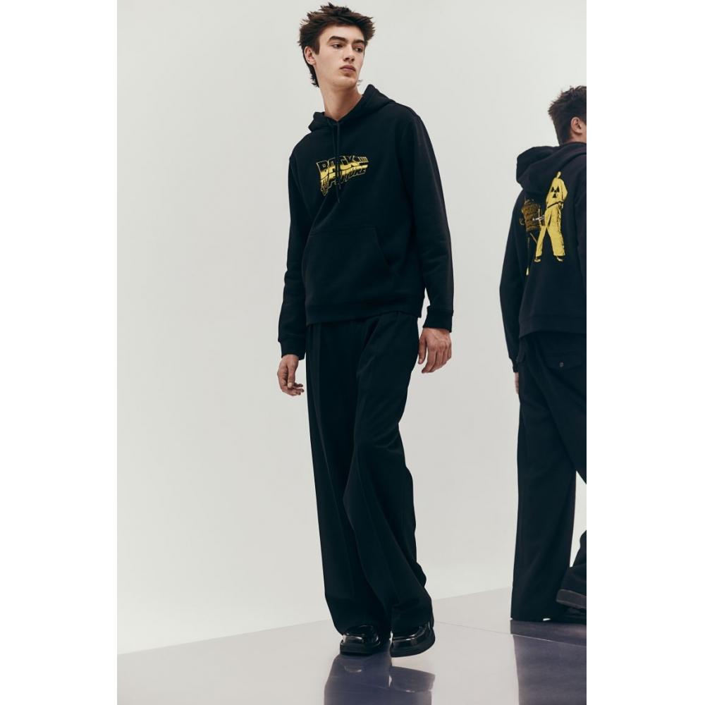 H M Regular Fit Hoodie Black Back To tHe Future