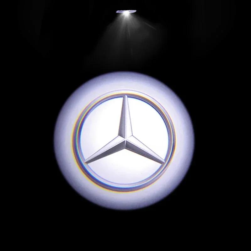 2pcs Car door welcome light logo Emblem For Mercedes Benz A C E GLC GLA GLE GLB Class W177 W205 W212 W213 X253 X156 W166 X247