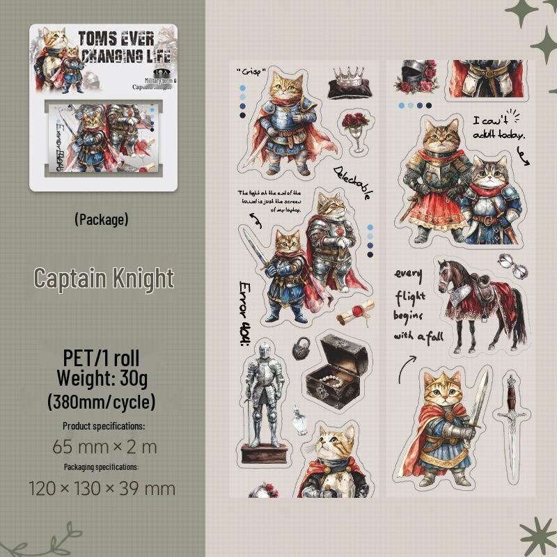 Ketchup Girl Tom's Life Series Cat Theme Die-Cut Scenery Planner Tape