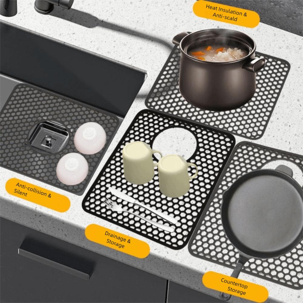 Heat Insulation Kitchen Sink Mat Silicone Countertop Mat Dishes Drying Mat Tableware