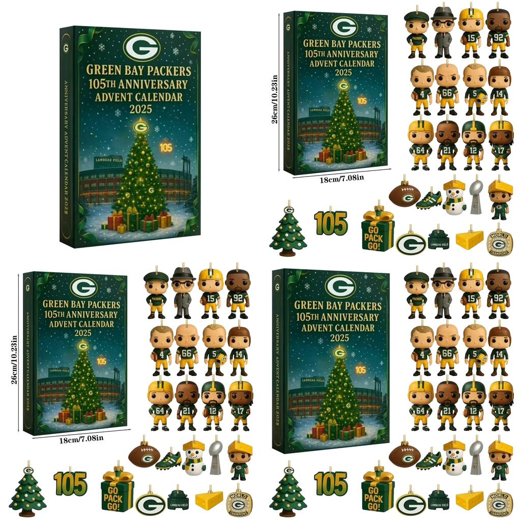 Green Bay Packers Jubiläums-Adventskalender Acryl Weihnachtsdeko Geschenk für Sportfans
