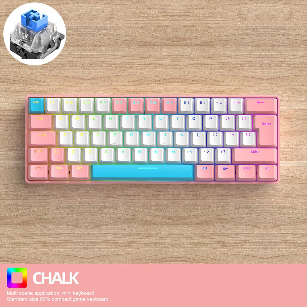 

Механическая клавиатура T60, 100 клавиш, подсветка RGB, переключатель красный/зеленый, проводная механическая игровая клавиатура USB, персонализированные клавиши Type-C