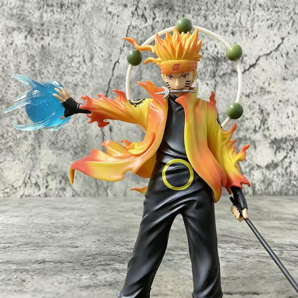 21cm/8in Naruto AK Uzumaki AK Sasuke Anime Figure GK Double Head Carving Collectible Decor Desktop Ornament Statue Model Toy