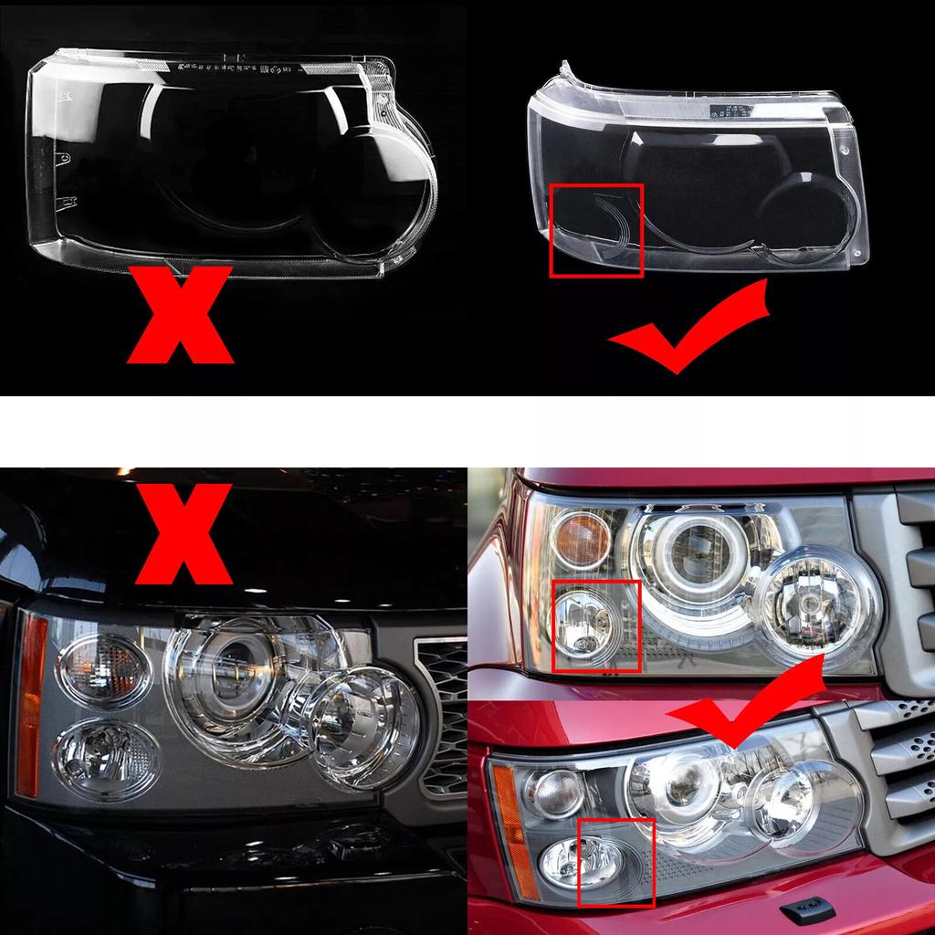 2PCS Headlight HeadLamp Lens Cover LH+RH For Land Range Rover Sport 2006-2009