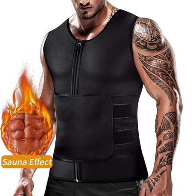 Mens Sweat Sauna Vest for Waist Trainer Neoprene Tank Tops Adjustable Sauna Belt Workout Body Shaper Fitness Suit Weight Loss Shirt