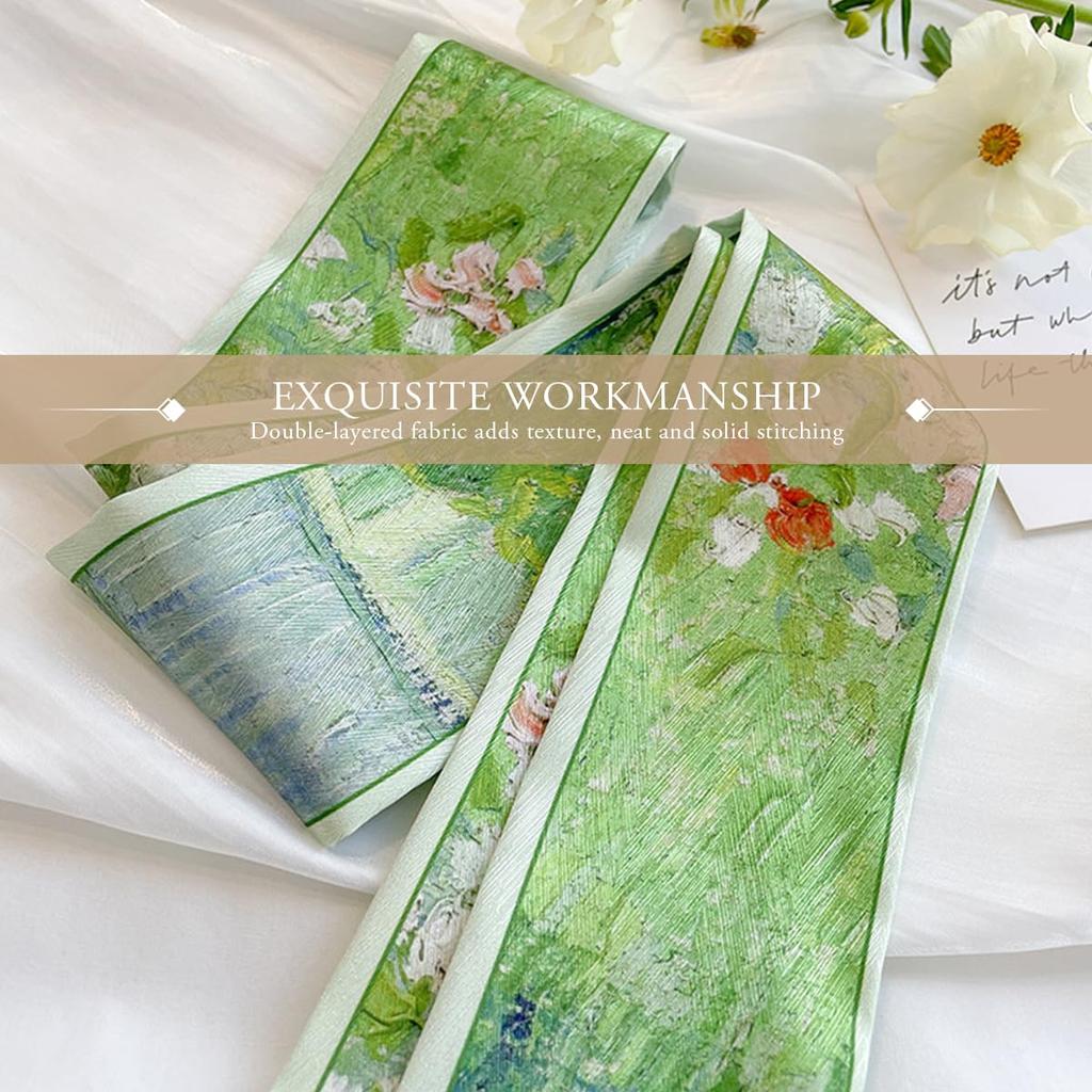LumiSyne Silk Neckerchief for Women and Artistic Painting Fresh Nature Lightweight Satin Neck Hair Ribbon Scarf Scarf, Skinny, Rectangular, Girls,