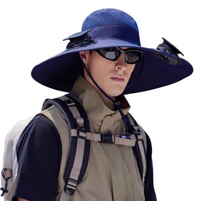 Solar Fan Hat,Wide Brim Solar Fan Hat, 2 Solar Fan Sun & USB Charging Sombrero.Perfect for Men and Women Outdoor Fishing, Camping Enthusiasts