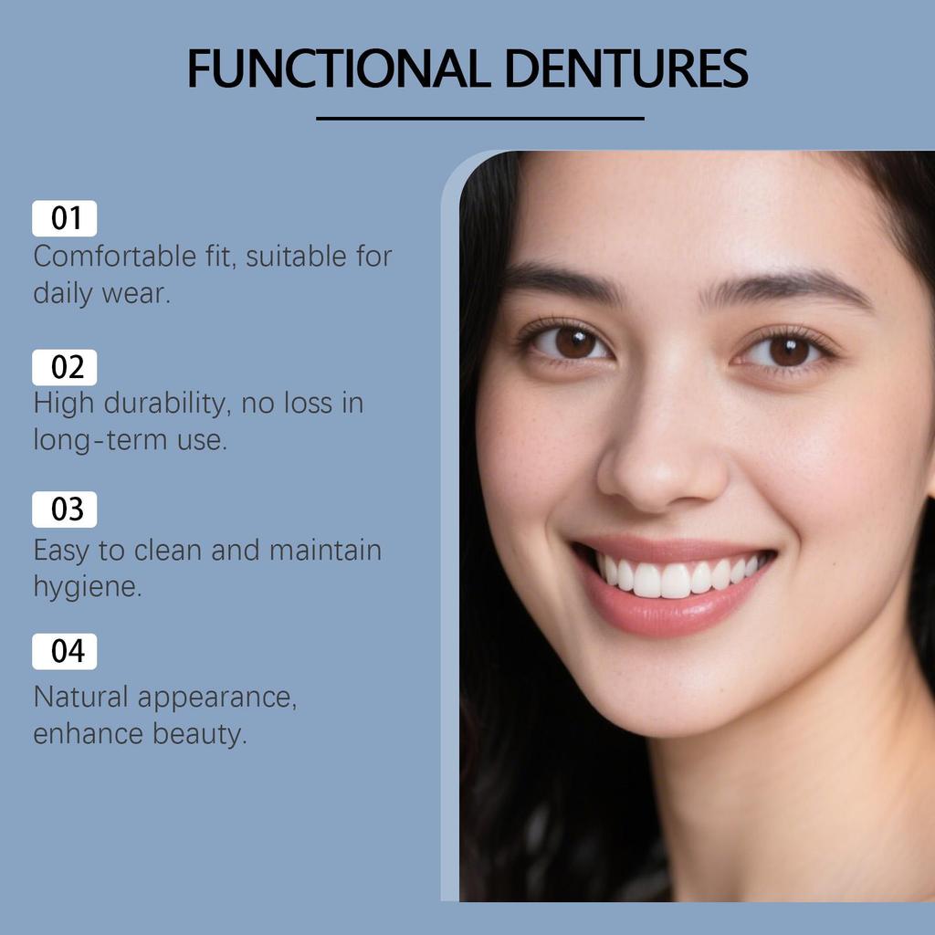 Silicone Dentures False Teeth Full Set Soft Safety Easy to Use Perfect Fit Oral Improve Tooth Loss Broken Temporary Denture Kit