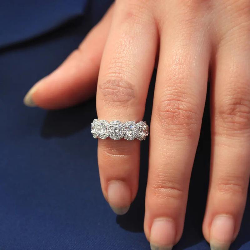 Retro round diamond ring, full diamond zircon ring, niche light luxury style stacked women's ring