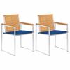 VidaXL 2x Solid Teak Garden Chairs with Cushions Patio Dining Chairs Dining Room Armchairs Chairs of 3061525