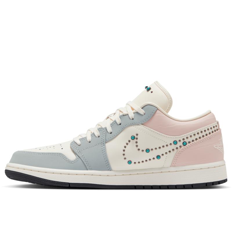 Air Jordan 1 Low Gem Studded Swoosh Women Sneakers Cream IH7319-001