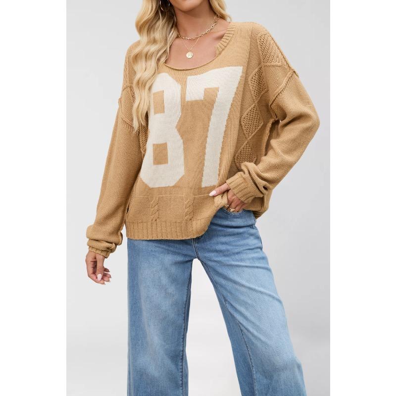 Women's Fashion Casual Fall Winter Long Sleeve O-Neck Tops Women's Clothing Woolen Knitwear Sweaters