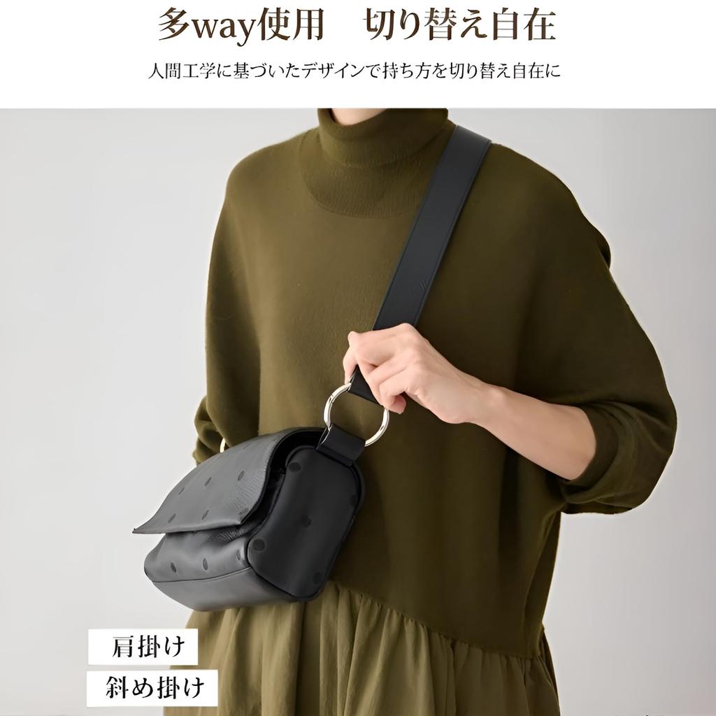 [ahomeone] Celebrity-Friendly Versatile Cord Bag for Women [Water-Repellent, 3-Way Multi-Purpose, Adjustable Length] Large Capacity, Lightweight, Dot
