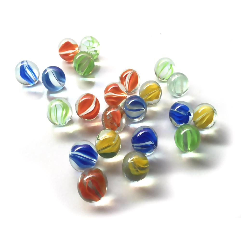 100pcs 14MM Cat Eye Petal Glass Marble Catapult Marble Colored Pattern Glass Beads Transparent Marble Ball Children's Toy
