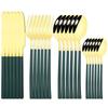 24 Pcs Black Tableware Stainless Steel Cutlery Set Forks Knives Spoons Kitchen Dinner Set Fork Spoon Knife Gold Dinnerware Set