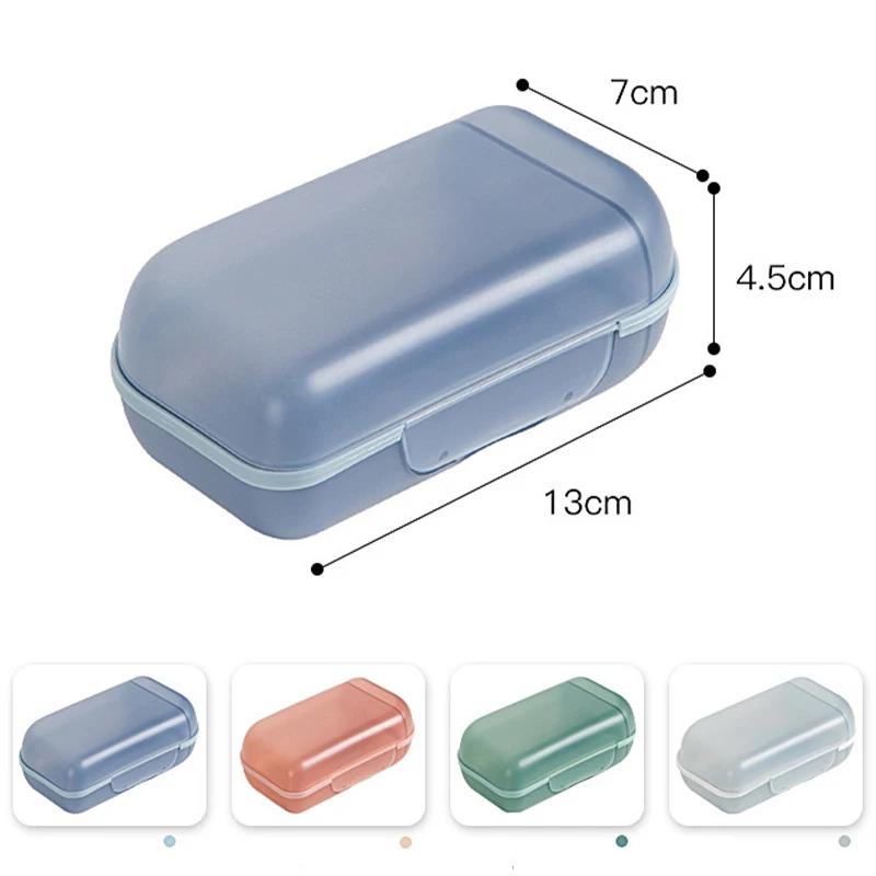 Portable 2-Compartment Soap Dish with Lid Oval Soap Box Sealed Waterproof Bathroom Soap Holder Storage Box Soap Case