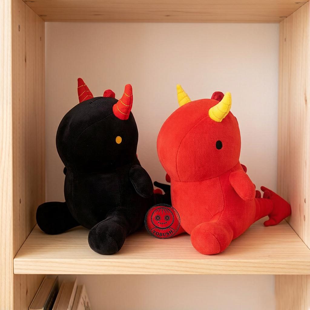 2030Cm Ultra Soft Dinosaur Doll Plush Toy Sitting Down Cotton Dino Cartoon Cute Animal Plushie Evil Corns Red Black Gift