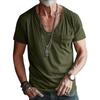 Men's Pocket T-shirt Clothing V-neck Solid Color Plus-size Casual Short-sleeved T-shirt