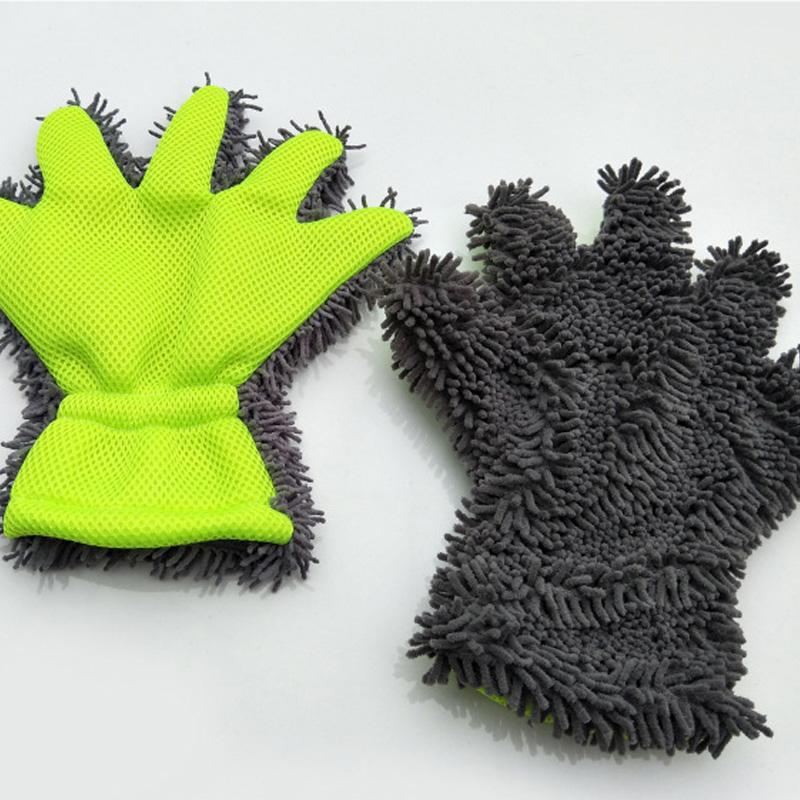 Chenille Car Wash Gloves Microfiber Wipe Car Sponge Scratch Free Car Wash Cleaning Coral Velvet Double-Sided Car Cleaning Tool