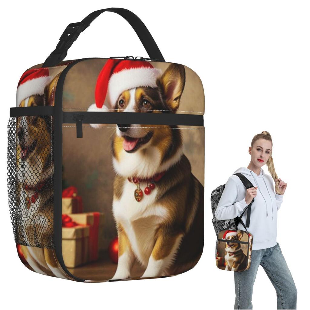 Cardigan Welsh Corgi Dog Christmas Insulated Lunch Bag for Women Children Portable Food Boxes Thermal Lunch Box Tote