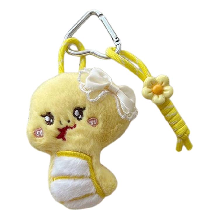 Delightful Snake Shape Keychain Soft Plush Bag Pendant Add Touch to Any Item Car Key Holder Backpack Charm for Daily