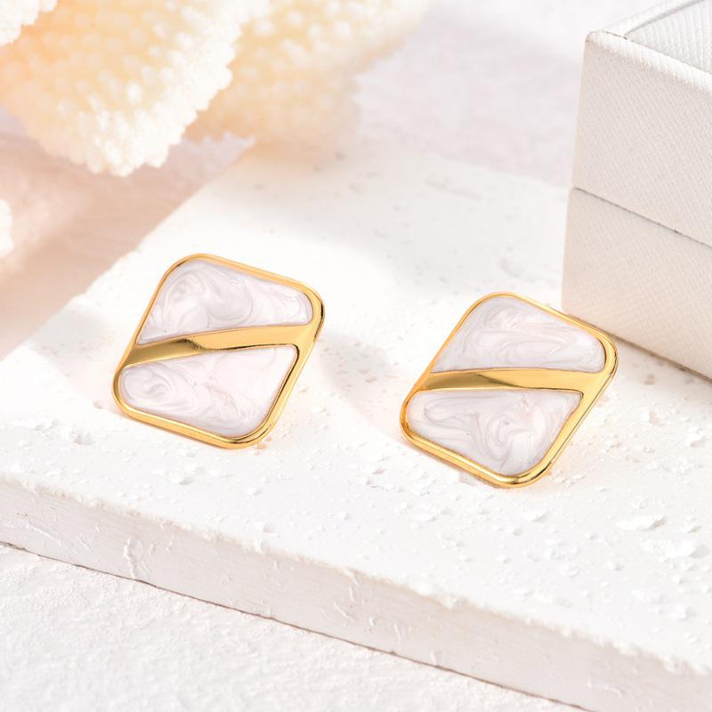 French Enamel Drip Oil Earrings: Stainless Steel, Irregular, Titanium Women's Luxury