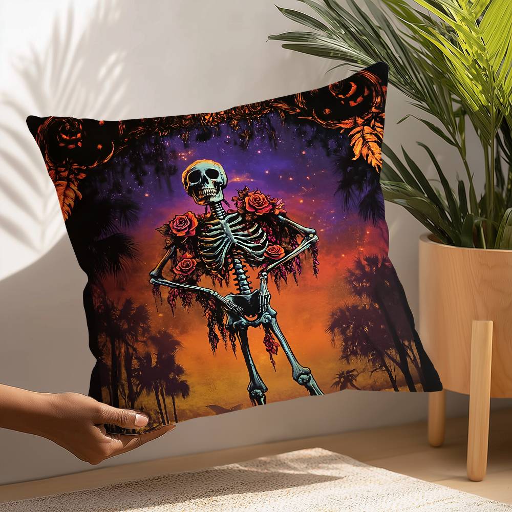 Rock Band G-Grateful Dead Pillow Case Square Double‑Sided Print Cushion Case For Sofa Home Bedchamber Decor Gift
