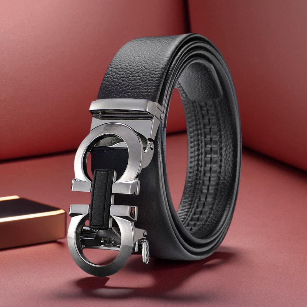 Men's High-End Leather Belt with Automatic Buckle: Durable, Stylish Gift for Young and Middle-Aged Fashion Trends
