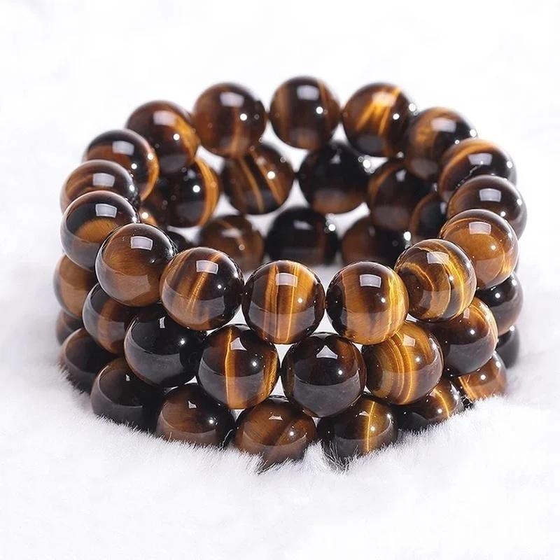 Perles en Pierre Naturelle 6/8/10mm Bracelet Oeil de Tigre Classique Homme Femme Bouddha Lave Noire Bracelets Minimaliste Yoga Méditation Bijoux