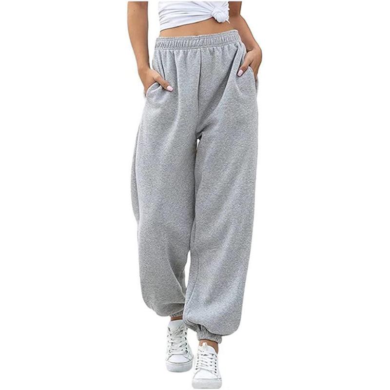 Women's High-Waisted Casual Sweatpants - Versatile Cuffed Pants for Home or Sports