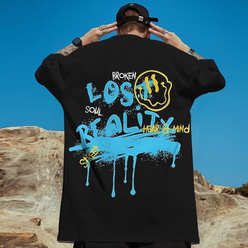 

Новая трендовая футболка, мужские топы с короткими рукавами, модная уличная футболка, свободная верхняя одежда большого размера, летняя футболка большого размера с круглым вырезом 4XL