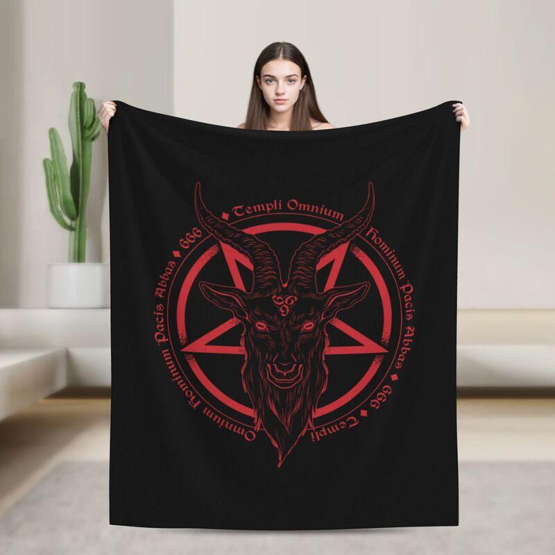 Vintage Baphomet Goat Head Soft Comfortable Throw Blanket Lightweight Warm Flannel Fleece Blanket for Sofa Bed Travel Camping
