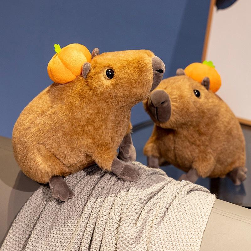 Plush Tangerine Capybara Toy Cartoon Animals Fill Doll Companion Gift Sleeping