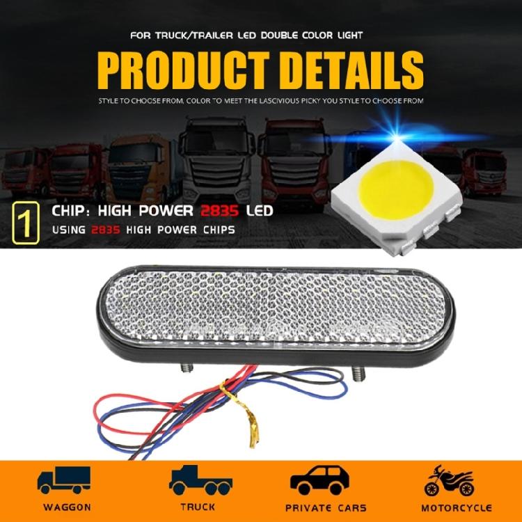 Side Marker Tail Lights Replacement Tail Stop Brake Light 24 LEDs Turn Signal Light Oval Trailer Lights with Reflector