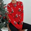 Damen Weihnachtspullover Weihnachtssocken Mützenmuster Pullover Warmer Strickpullover